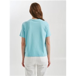 Футболка голубая с принтом