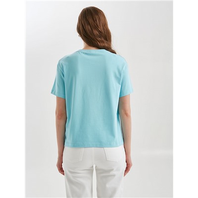 Футболка голубая с принтом