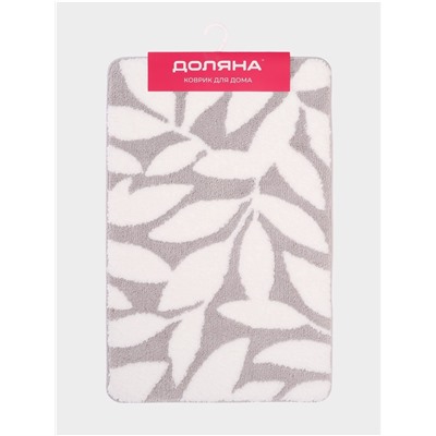 Коврик Доляна Leaves, 50×80 см, ворс 1.5 см, микрофибра, серый