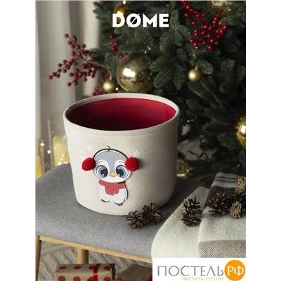 DOME ЭЙРА беж/красн Корзина для хранения 25,5х20,5 см., 1 пр., полиэстер