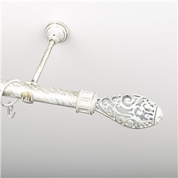Карниз металлический стыкованный, 1-рядный "Версаль", белое золото, гладкая труба, ø 25 мм (kn-533)