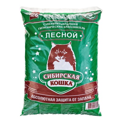 Наполнитель Сибирская Кошка ЛЕСНОЙ 20л (12кг) д-р 10мм