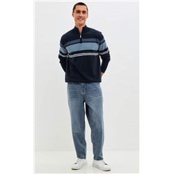 Джемпер мужской с воротником на молнии P221-15-1748 сине-голубой