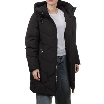 760 BLACK Пальто зимнее женское (170 гр. холлофайбер)