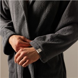 Халат махровый с капюшоном мужской SL HOME: Basic «Гри Сандре», размер M, хлопок 100%, тёмно-серый