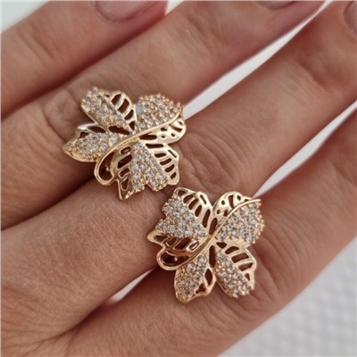Серьги Листья, ювелирная бижутерия, покрытие позолота, 060, арт.217.006