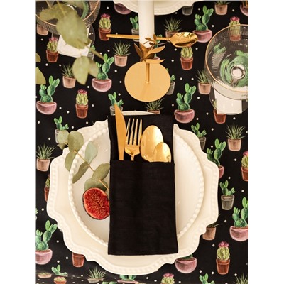 Набор конвертов для приборов «Этель» Home collection, 22×10 см - 2 шт., 45% лён, 55% хлопок, чёрный