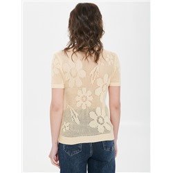 Джемпер вязаный с короткими рукавами в цвете экрю