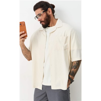 Рубашка к/р лен F611-0423 beige
