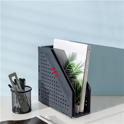 Накопитель д\бумаг верт. 2 отд. Deli 16.8*25.5*24.3см черный сборный (186292)