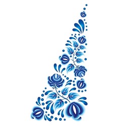 Термонаклейка «Гжель цветы», уголок слева, 15×30 см, набор 10 шт.