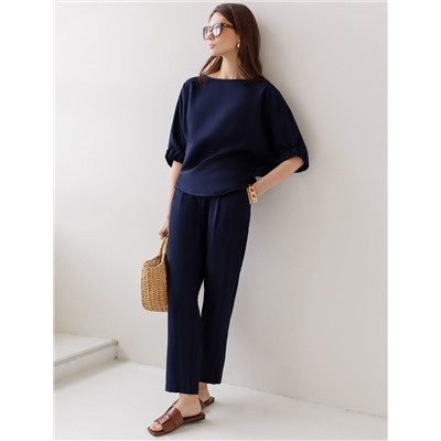 Свободная блузка с вырезом лодочка из плотного лиоцелла