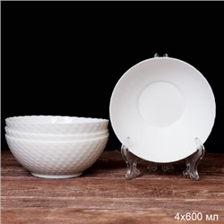 Набор суповых тарелок 4 штуки 600 мл белый фактурный / WVW60Q (WHITE)