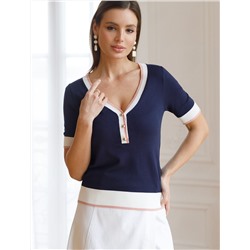 Джемпер с V-вырезом с коротким рукавом из вискозы