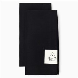 Набор салфеток «Этель» Home, 40×40 см - 2 шт., 100% хлопок, саржа 190 г/м², чёрный