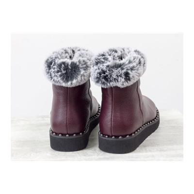Женские сапоги в стиле UGG из натуральной кожи флотар бордового цвета и исскуственного меха "шиншила", Зимняя коллекция от ТМ Джино Фиджини, Б-17113-11