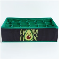 Органайзер для хранения белья, кофр 24 ячейки Avocado, 35×30×10 см