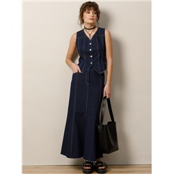 Жилет джинсовый тёмно-синего цвета