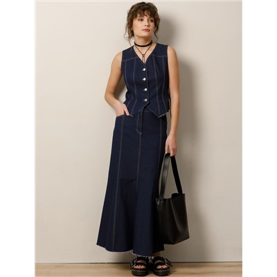 Жилет джинсовый тёмно-синего цвета