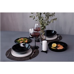 Набор посуды Magistro La palla, 7 предметов: тарелка d=23 см, 2 тарелки d=23.2 см, 2 тарелки 1000 мл, 2 салатника 1000 мл, фарфор, чёрный