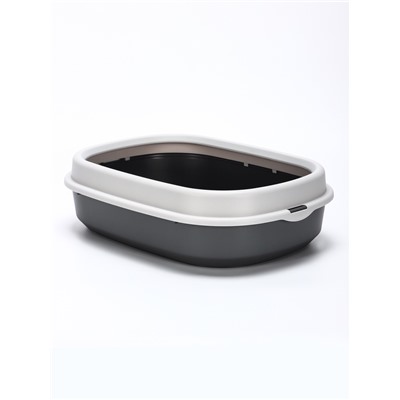 Лоток для кошек Фур-Мур 48×35.5 см с бортом + совок, Soft-touch. смокки
