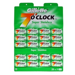 Классические Лезвия Gillette 7 O'clock (1 лист * 20 пачек * 5 лезвий)