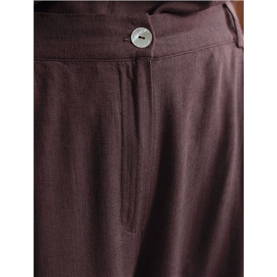 Свободные брюки палаццо на эластичном поясе изо льна с вискозой