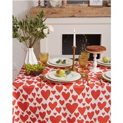 Скатерть "Этель" Red hearts 149х220см, 100% хлопок, саржа 190 г/м2