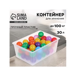 Контейнер универсальный для хранения с крышкой, объём 30 л, цвет прозрачно-матовый