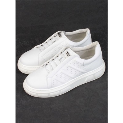05-PDL256-1 WHITE Кроссовки женские (натуральная кожа)