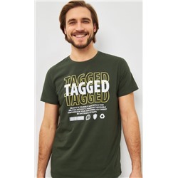 Футболка мужская с принтом P411-06-847 хаки