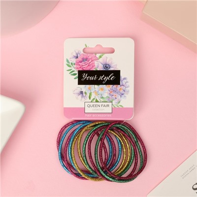 Резинка для волос "Спорт люкс" (набор 10 шт) блеск ярко, 3 см