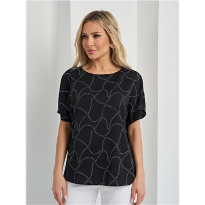 Блузка чёрная с принтом