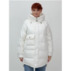 Куртка зимняя женская с капюшоном модная белого цвета 7341Bl