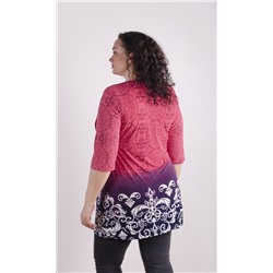 Женская блузка удлиненная с узором 248349 размер 54, 56, 58, 60, 62, 64