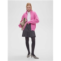 Свитер свободного кроя с разъемным замком, розовая фуксия