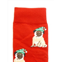 Носки НГ р.40-45 "Праздник к нам приходит" Мопсик в шапке