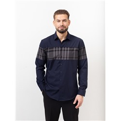 011J Мужская рубашка JenTa темно-синий