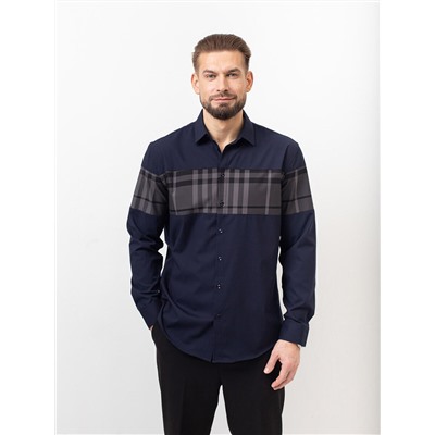011J Мужская рубашка JenTa темно-синий