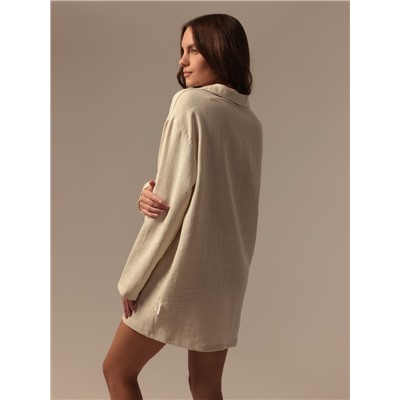 Пижама женская (рубашка, брюки) SL HOME Linen, молочная