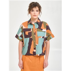 Блуза с разноцветным принтом