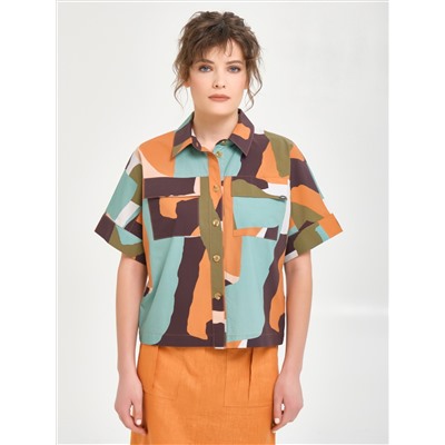 Блуза с разноцветным принтом