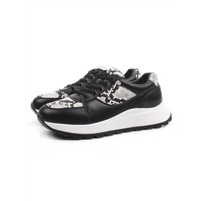 03-A847-10 BLACK Кроссовки женские (натуральная кожа)