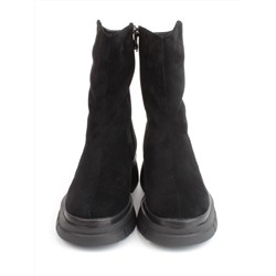04-M1040 BLACK Ботинки зимние женские (натуральная замша, натуральный мех)