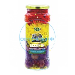 HiFood Оливки с косточкой с перцем Ассорти №7 / 550гр (упак*15)