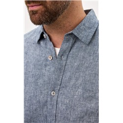 Рубашка д/р лен F111-0450-1 blue