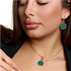 Комплект ювелирной бижутерии коллекция "Дубай" серьги и кулон, покрытие позолота, вставка: пластик, цвет: зеленый и черный, арт.414.753
