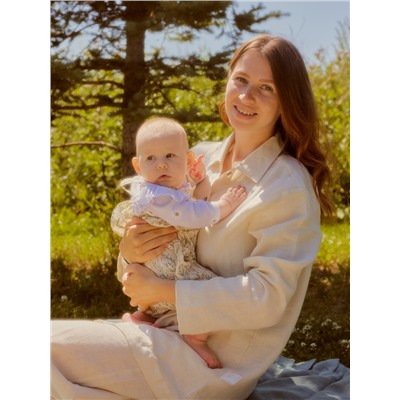 Пижама женская (рубашка, шорты) SL HOME Linen, молочная