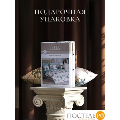 Estia ТРОПИКАНА КПБ 145х215-2/230х250-1/50х70-2/70х70-2, 7 пр., хл./сатин белый/зеленый