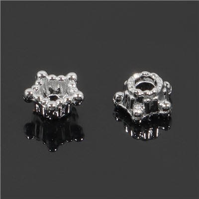 Шапочки для бусин «Звездочки» (набор 30 шт.) 0.5×0.5×0.2 см, цвет серебро